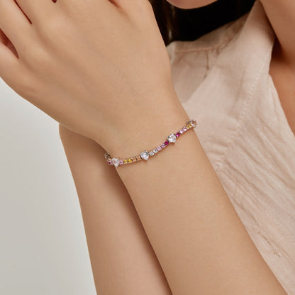 [Luxora]Romantic Heart Shape Round Cut Lover Bracelet