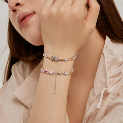 [Luxora]Romantic Heart Shape Round Cut Lover Bracelet