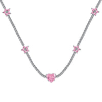 [Luxora]Dazzling Pink Heart Flower Necklace