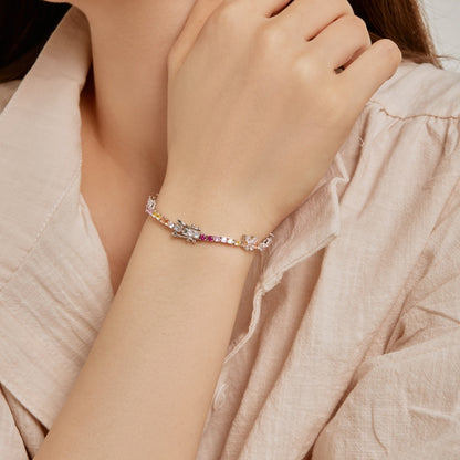 [Luxora]Ornate Colorful Butterfly Shape Round Cut Daily Bracelet
