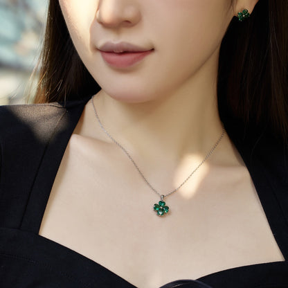 [Luxora]Heart-Shaped Four-Leaf Clover Bead Necklace