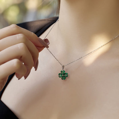 [Luxora]Heart-Shaped Four-Leaf Clover Bead Necklace