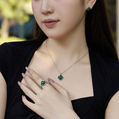 [Luxora]Heart-Shaped Four-Leaf Clover Bead Necklace