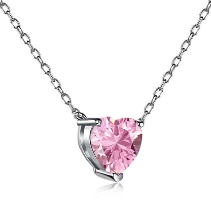 [Luxora]Heart Shape Main Stone Pendant Collarbone Necklace