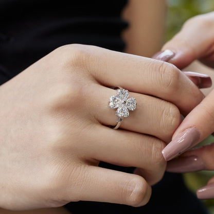 [Luxora]Heart-shaped Four-Leaf Clover Ball Ring