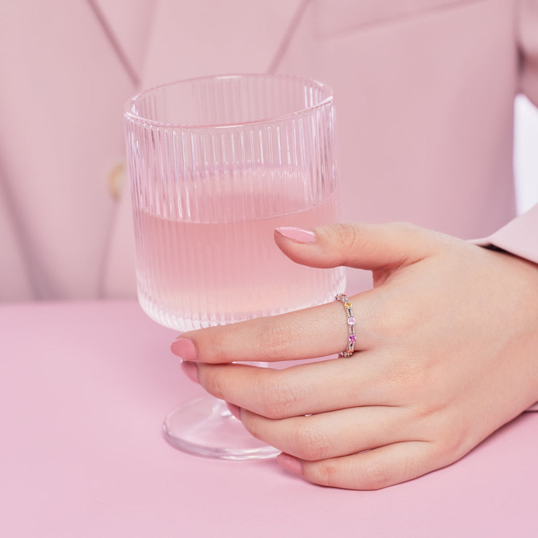 [Luxora]Sparkling Colorful Round Cut Tennis Ring