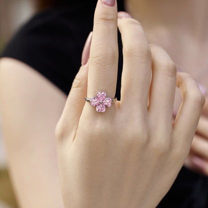 [Luxora]Heart-shaped Four-Leaf Clover Ball Ring