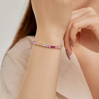 [Luxora]Radiant Colorful Round Cut Tennis Bracelet