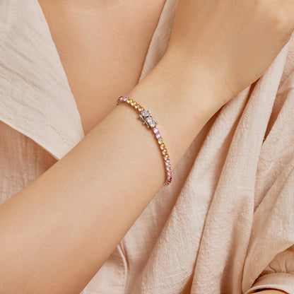 [Luxora]Radiant Colorful Round Cut Tennis Bracelet