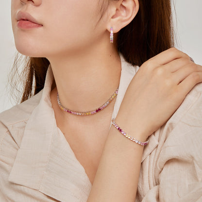 [Luxora]Radiant Colorful Round Cut Tennis Bracelet