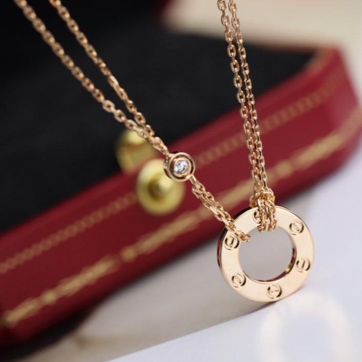 [Luxora]LOVE NECKLACE ADJUSTABLE ROSE GOLD 2 DIAMOND