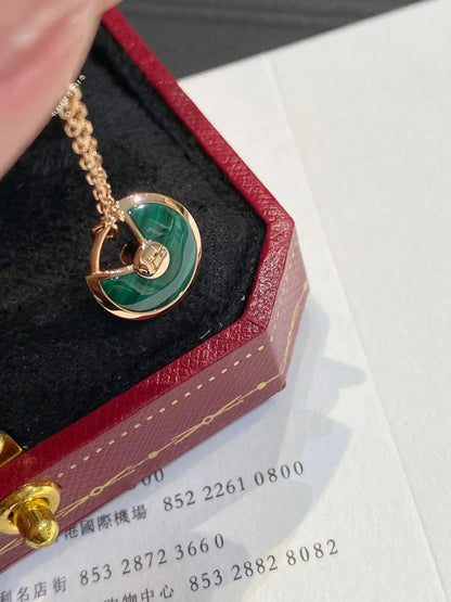 [Luxora]AMULETTE ROSE GOLD MALACHITE NECKLACE