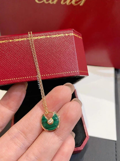 [Luxora]AMULETTE ROSE GOLD MALACHITE NECKLACE