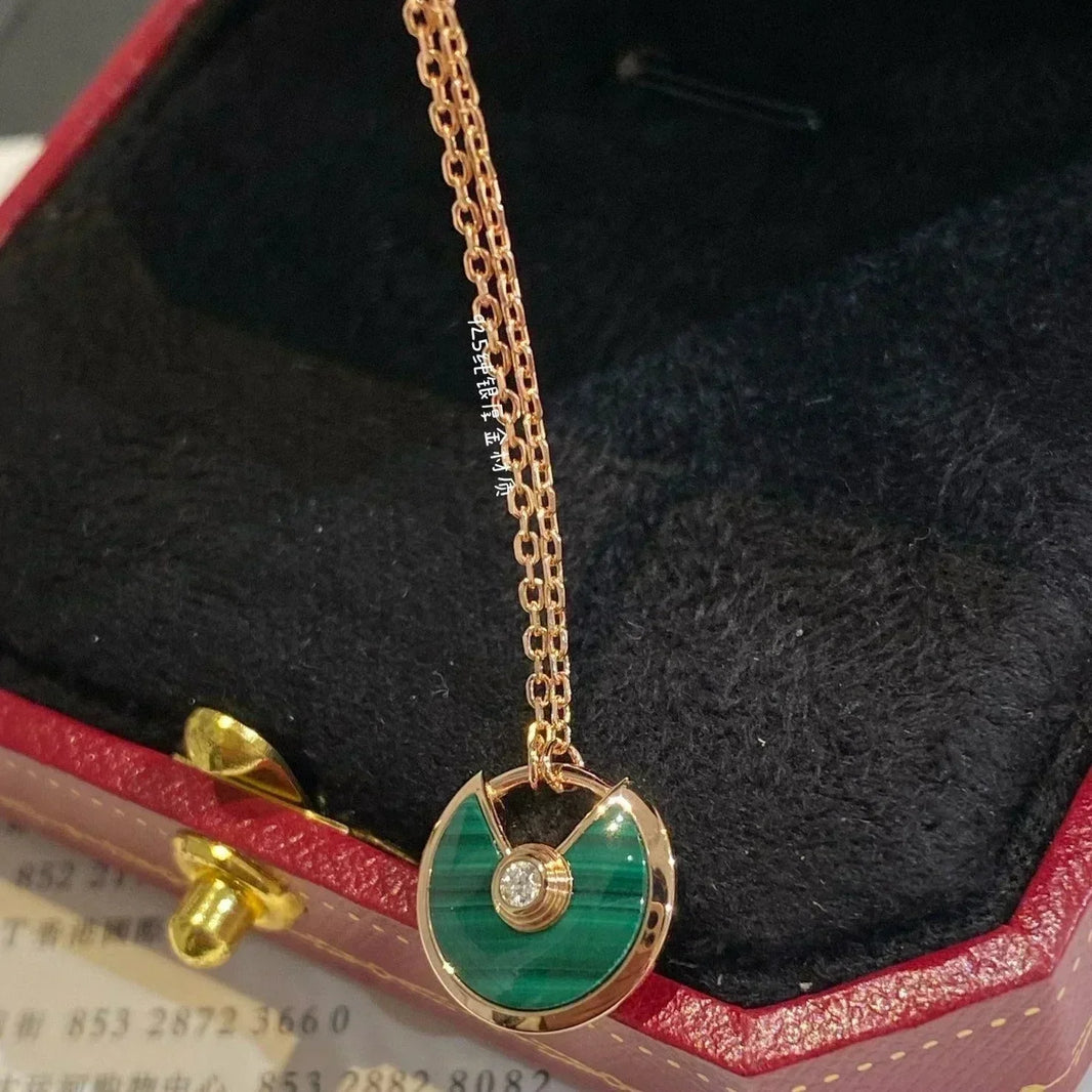[Luxora]AMULETTE ROSE GOLD MALACHITE NECKLACE
