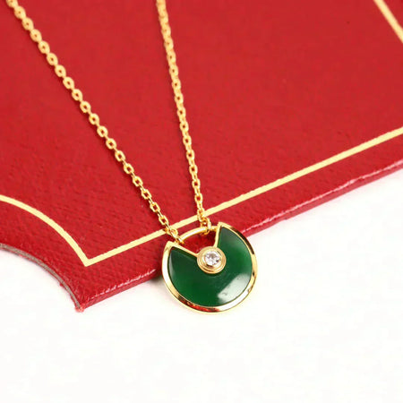 [Luxora]AMULETTE GOLD MALACHITE NECKLACE