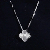 [Luxora]CLOVER  15MM DIAMOND LASER NECKLACE SILVER