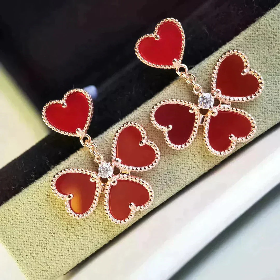 [Luxora]SWEET CLOVER CARNELIAN EARRINGS