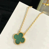 [Luxora]CLOVER 15MM MALACHITE SINGLE FLOWER  NECKLACE