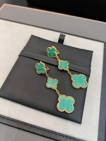 [Luxora]CLOVER MALACHITE 3 MOTIFS GOLD