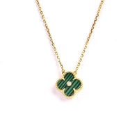 [Luxora]CLOVER 15MM DIAMOND TURQUOISE NECKLACE