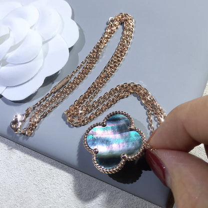 [Luxora]CLOVER 25MM GOLD DARK MOP BIG CLOVER NECKLACE