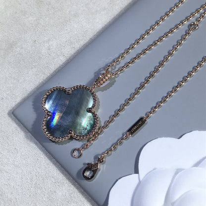 [Luxora]CLOVER 25MM GOLD DARK MOP BIG CLOVER NECKLACE