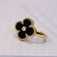 [Luxora]CLOVER ONYX RING GOLD DIAMOND