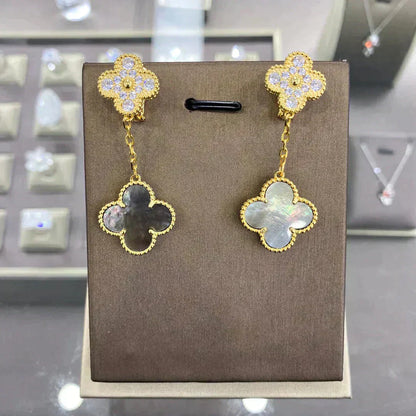 [Luxora]CLOVER  2 MOTIFS  DIAMOND  EARRINGS (MULTIPLE CHOICESç´