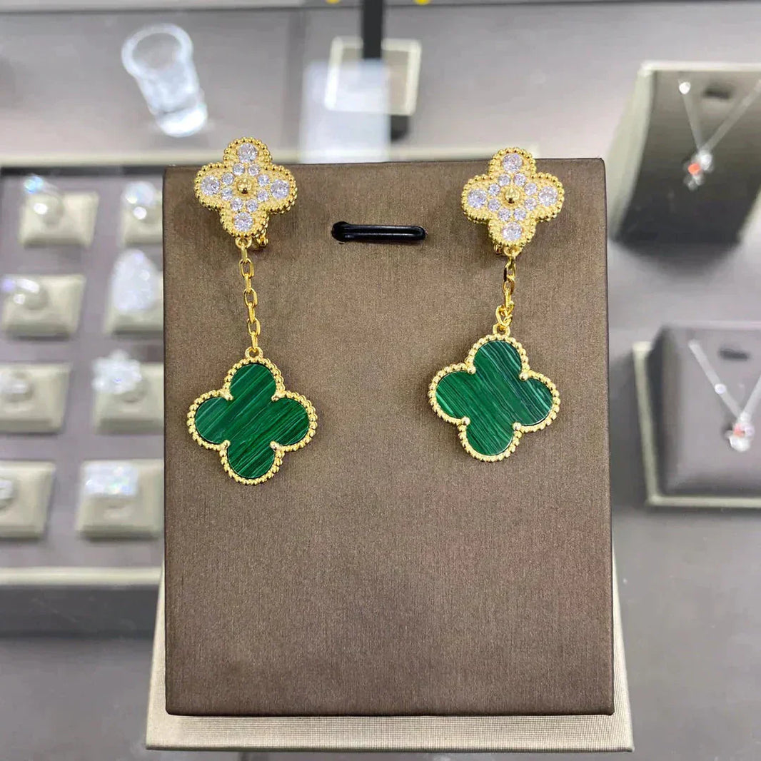 [Luxora]CLOVER  2 MOTIFS  DIAMOND  EARRINGS (MULTIPLE CHOICESç´