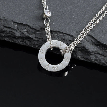 [Luxora]LOVE NECKLACE 16MM 2 DIAMONDS