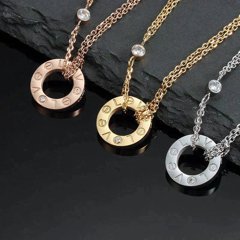 [Luxora]LOVE NECKLACE 16MM 2 DIAMONDS