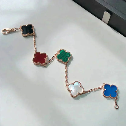 [Luxora]CLOVER 5 MOTIFS MULTICOLOR BRACELET