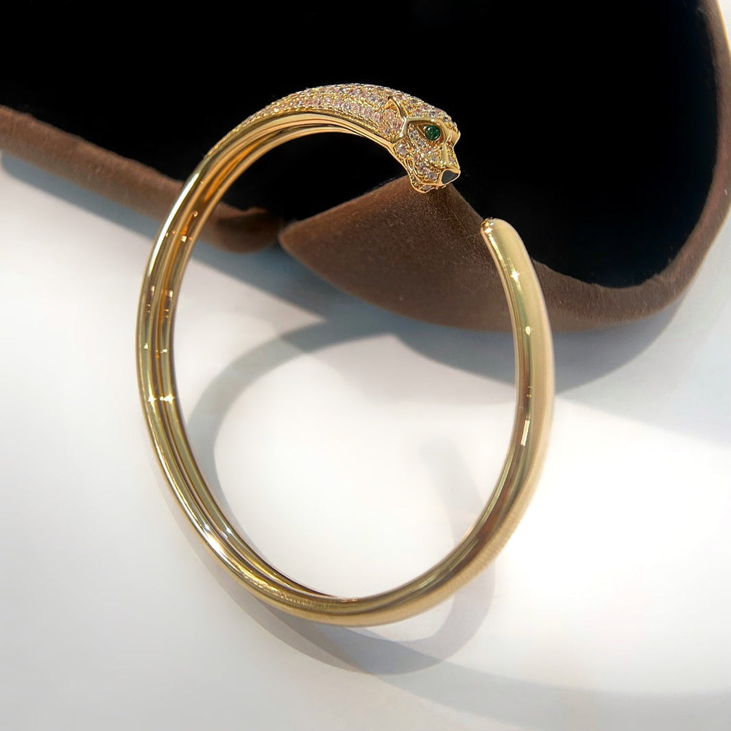 [Luxora]パンテール ゴールド ダイヤモンド オープンブレスレット