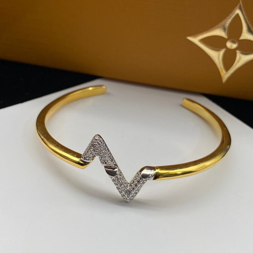 [Luxora]VOLTE UPSITE DOWN DIAMOND GOLD OPEN BRACELET