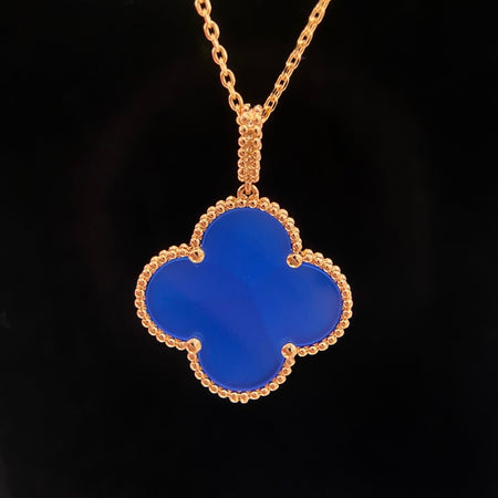 [Luxora]CLOVER 25MM NECKLACE TURQUOISE ROSE GOLD