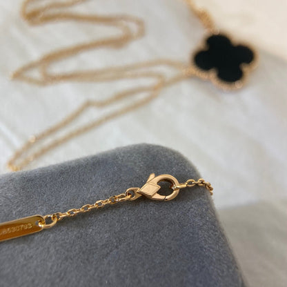 [Luxora]CLOVER 25MM NECKLACE GOLD ONYX