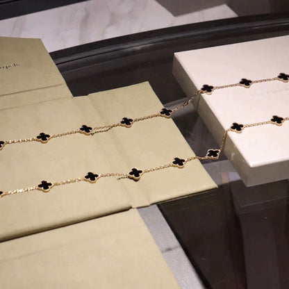 [Luxora]CLOVER 20 MOTIFS ONYX NECKLACE