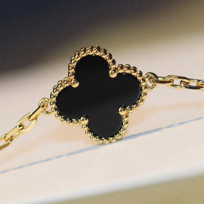 [Luxora]CLOVER 20 MOTIFS ONYX NECKLACE