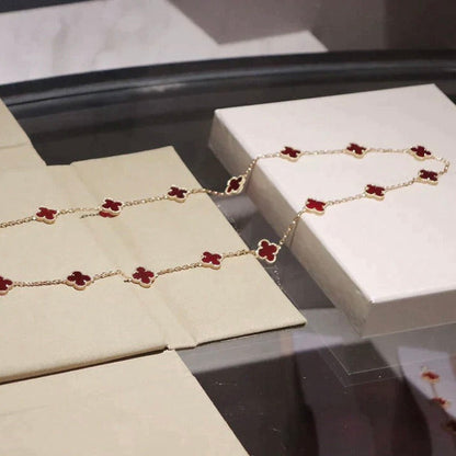 [Luxora]CLOVER 20 MOTIFS CARNELIAN NECKLACE