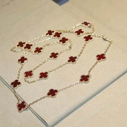 [Luxora]CLOVER 20 MOTIFS CARNELIAN NECKLACE