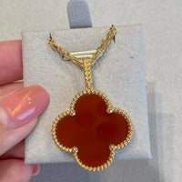 [Luxora]CLOVER 25MM NECKLACE GOLD CARNELIAN