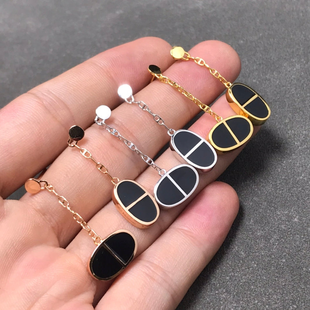 [Luxora]CHAINE VERSO SCHWARZE KERAMIK-SILBER-OHRRINGE