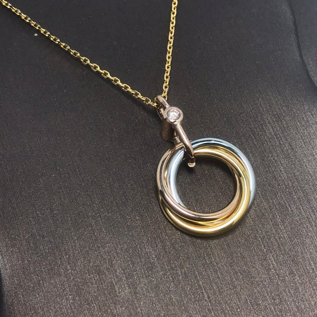 [Luxora]TRINITY SILVER GOLD PINK GOLD NECKLACE