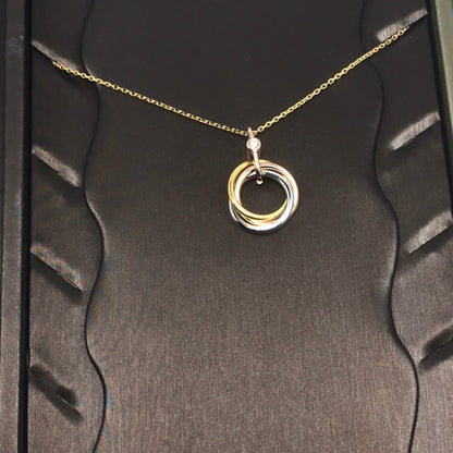 [Luxora]TRINITY SILVER GOLD PINK GOLD NECKLACE
