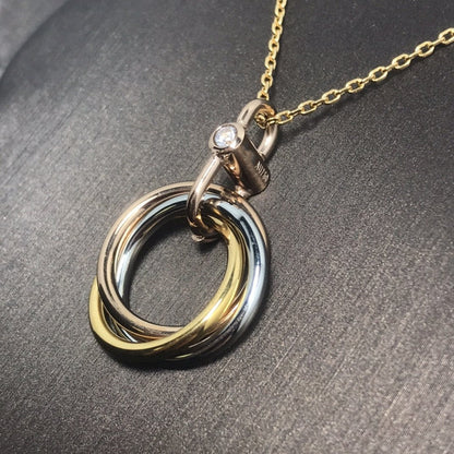 [Luxora]TRINITY SILVER GOLD PINK GOLD NECKLACE