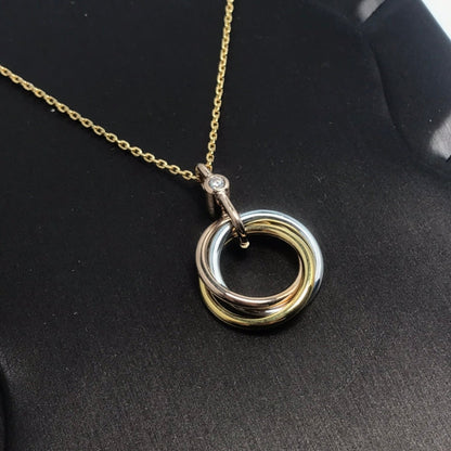 [Luxora]TRINITY SILVER GOLD PINK GOLD NECKLACE