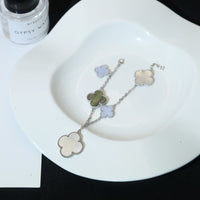 [Luxora]CLOVER BRACELET 5 MOTIFS MOP CHALCEDONY SILVER