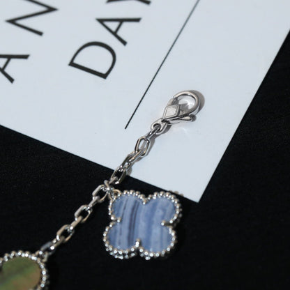 [Luxora]CLOVER BRACELET 5 MOTIFS MOP CHALCEDONY SILVER
