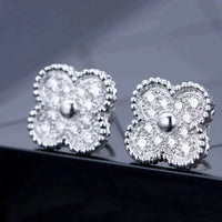 [Luxora]CLOVER 1 MOTIFS DIAMOND STUD EARRINGS SILVER