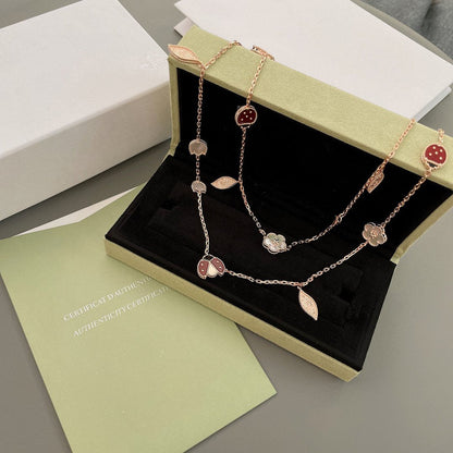 [Luxora]LUCKY SPRING 15 MOTIFS ROSE GOLD NECKLACE